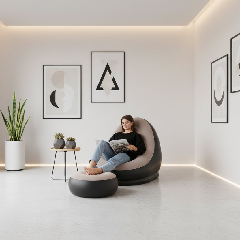 Divano Gonfiabile con Poggiapiedi Integrato, Portatile e Facile da Usare