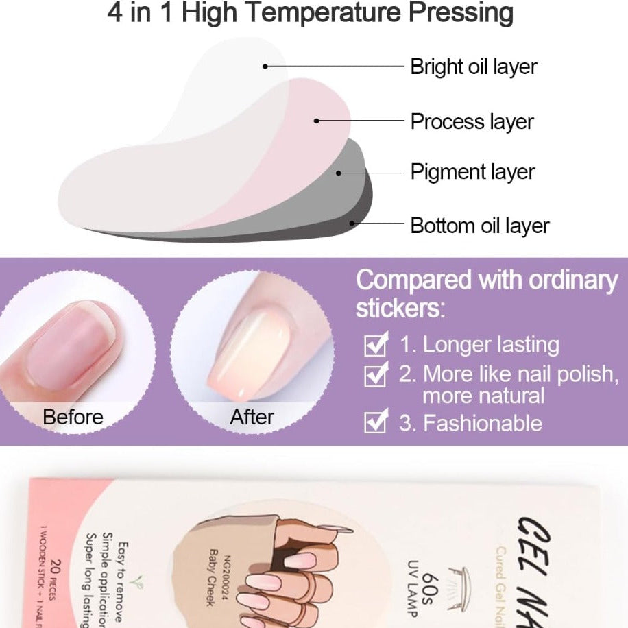 Kit Adesivi per Unghie in Gel Semipolimerizzato - con Accessori per Manicure