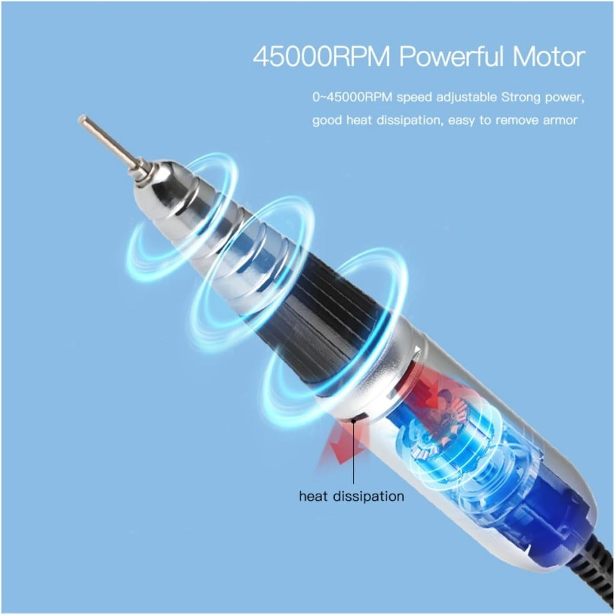 Fresa Unghie Professionale 45.000 RPM con Pedale – Levigatrice Elettrica per Manicure e Pedicure, Display Digitale, Uso Professionale e Domestico