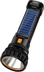 Torcia LED a Energia Solare con Ricarica USB, Impermeabile e Multifunzionale per Emergenze, Campeggio, Pesca, e Sopravvivenza