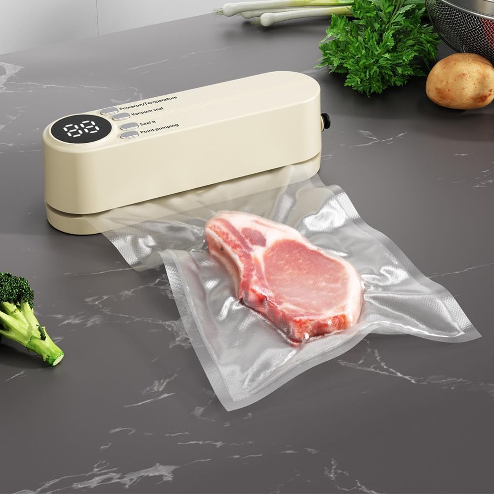 Macchina Sottovuoto Portatile Compatta – Sigillatrice per Alimenti con 10 Sacchetti, Ricarica USB