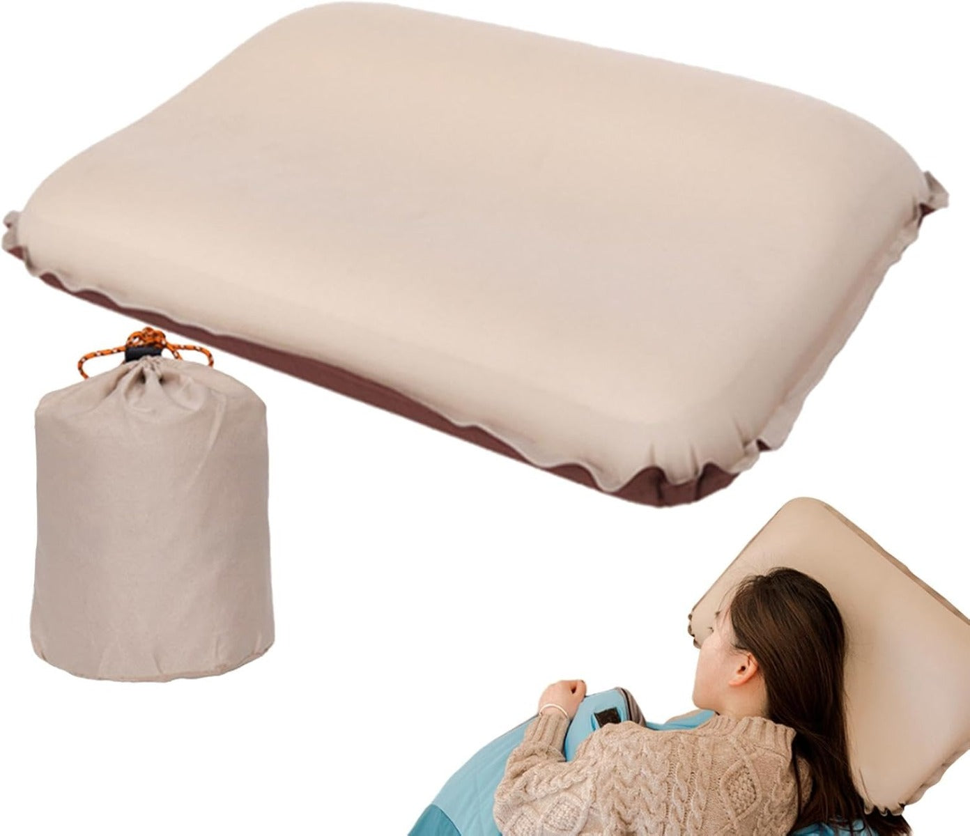 Cuscino da Campeggio Gonfiabile per Collo e Testa, Compatto e Leggero, Pieghevole, Multifunzione