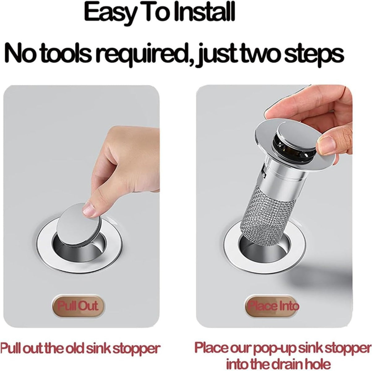 Filtro Cattura Capelli per Lavandino e Doccia – Pop-Up in Acciaio Inox