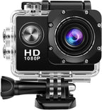 Mini Action Camera Subacquea 1080p con Custodia Impermeabile 30m e Lente Grandangolare 140°