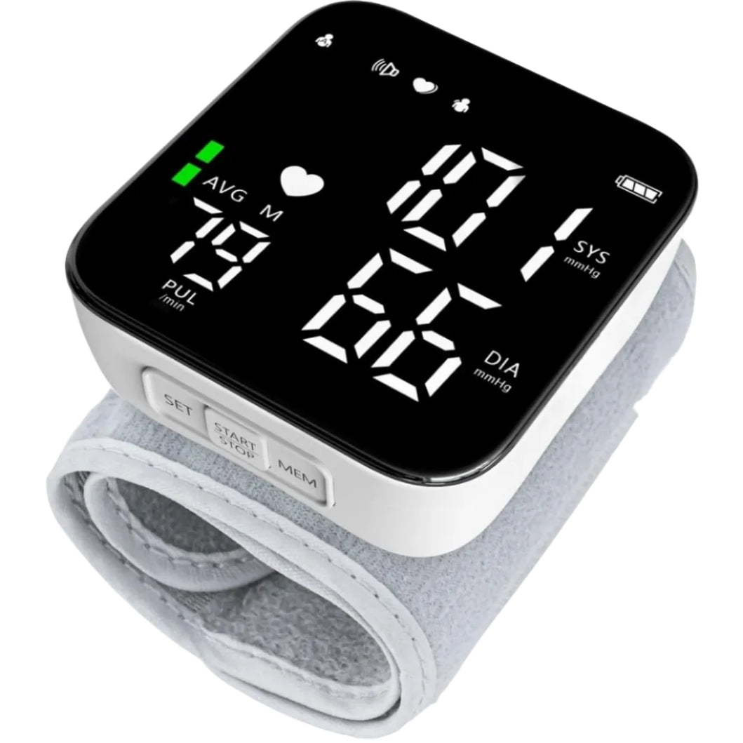 Misuratore di Pressione da Polso – Display LED HD Retroilluminato, Modalità Silenziosa, Funzione Vocale, Doppio Utente
