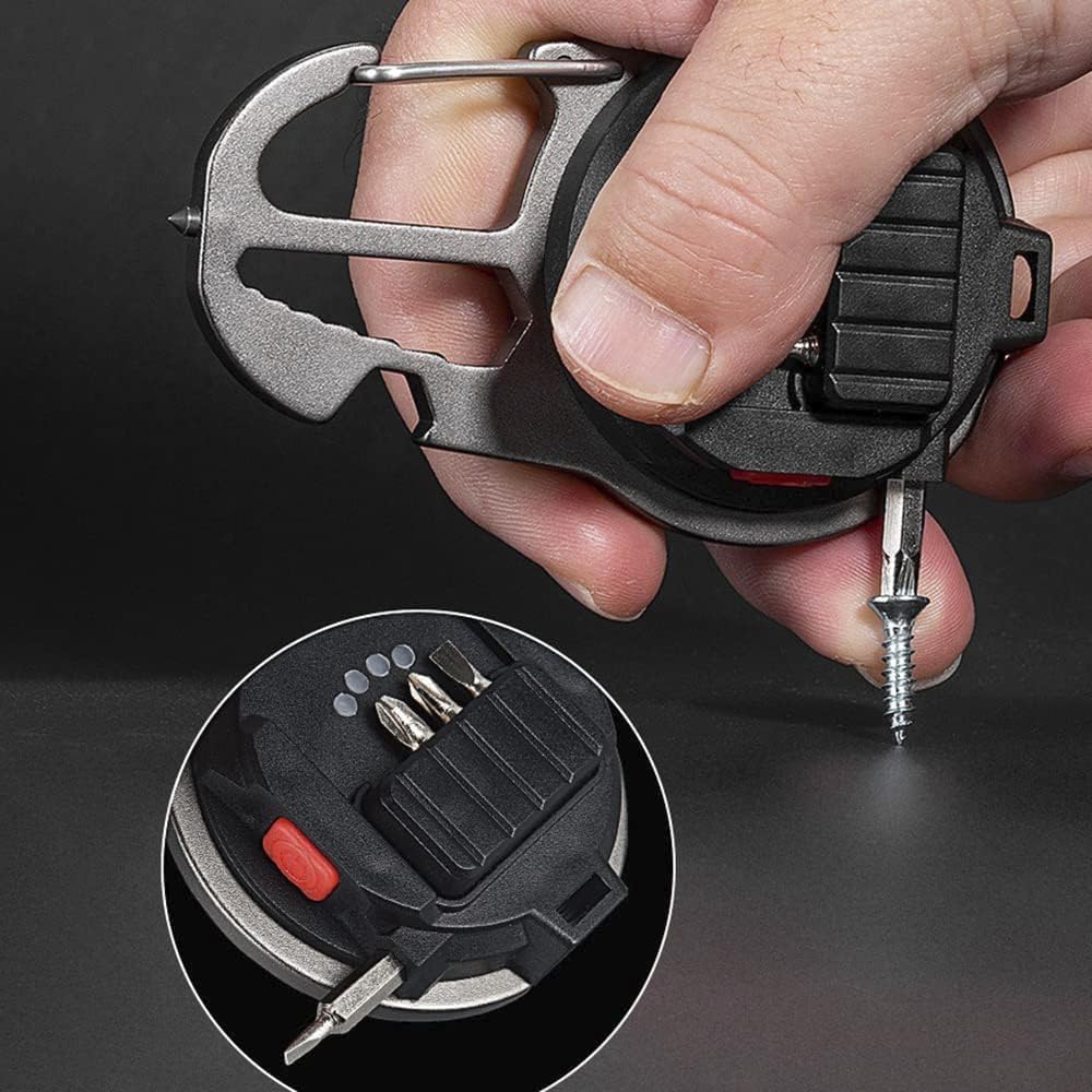 Torcia Multifunzione Ricaricabile da Campeggio e Pesca con Apribottiglie, Treppiede e Rompivetro, 6 Modalità di Luce