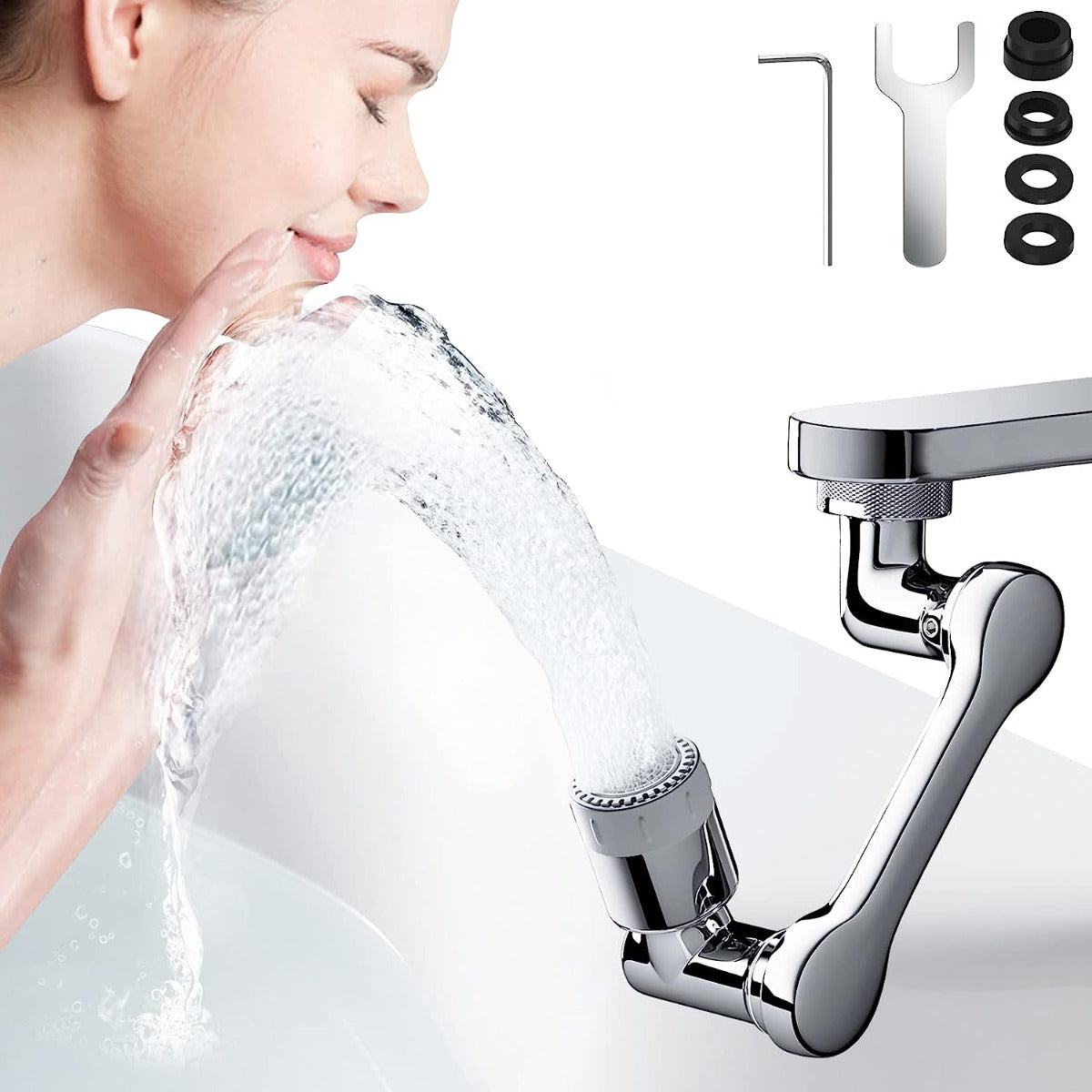 Aeratore Rubinetto Ruotabile Prolunga Multifunzione 2 Modalità Antispruzzo 360°
