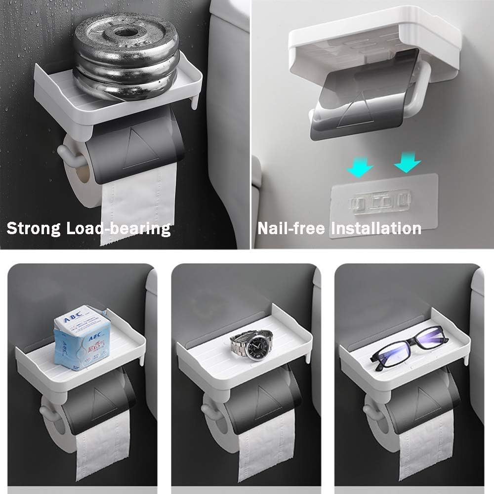 Portarotolo carta igienica autoadesivo con ripiano portaoggetti a parete