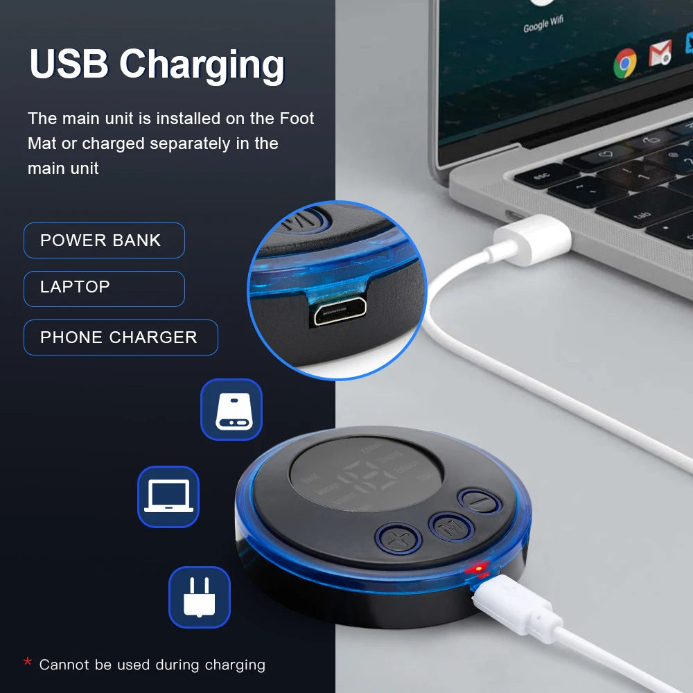 Elettrostimolatore Plantare EMS Piedi – Massaggiatore Elettrico con 6 Modalità, 10 Livelli di Intensità, Infrarossi e Vibrazione