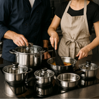 Set di Pentole 12 Pezzi in Acciaio Inox – Compatibili con Induzione – Coperchi con Valvola di Sicurezza – Design Professionale