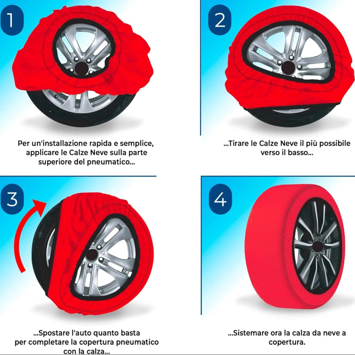 Calze da Neve per Pneumatici - Set di 2 Pezzi Omologate SIze XXL