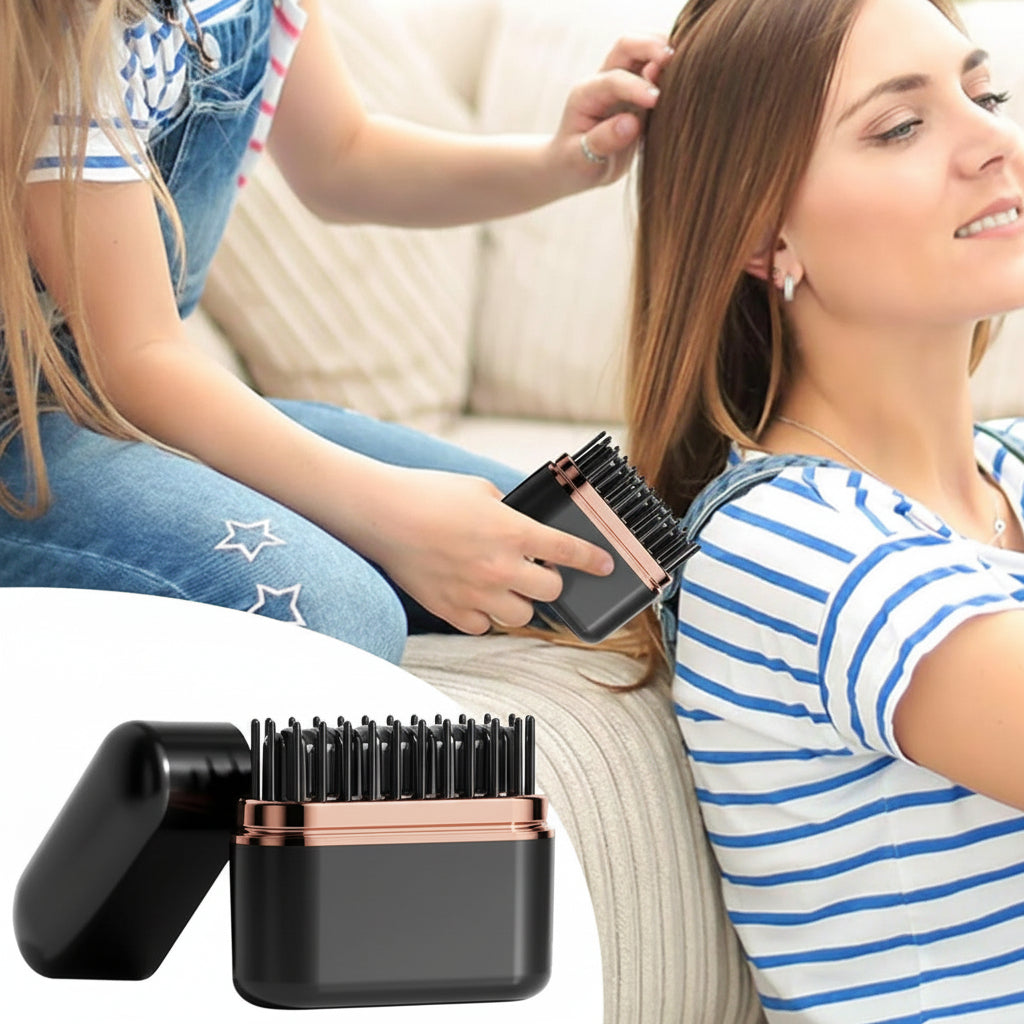 Spazzola per Lisciare i Capelli Senza Fili con Tecnologia Ionica, Pettine Riscaldato con 3 Temperature