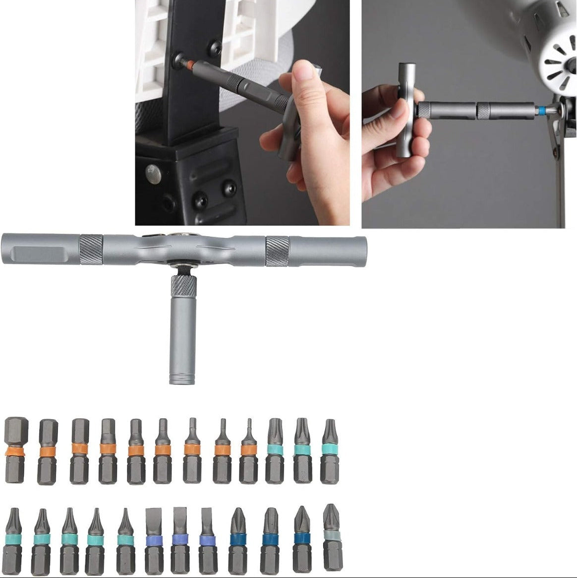 24 in 1 Magnetic Screwdriver Set Cacciaviti Multifunzionale con Manico a Cricchetto Rimovibile