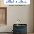 Fontanella per Gatti e Cani 2L, Silenziosa con Sistema di Filtraggio Triplo e Luce LED, Adatta a Più Animali Domestici