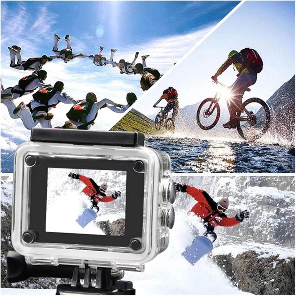 Action Camera 4K Ultra HD 16MP Impermeabile fino a 30m con Wi-Fi, Grandangolo 170°, Display LCD 2"