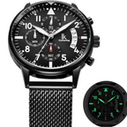 Orologio Analogico Alienwork Uomo | Cronografo al Quarzo Nero
