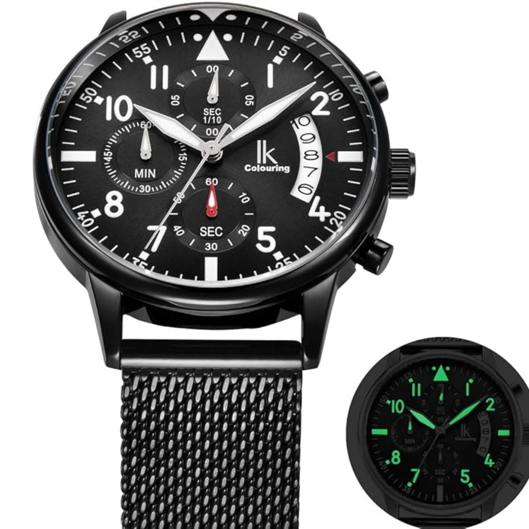Orologio Analogico Alienwork Uomo | Cronografo al Quarzo Nero