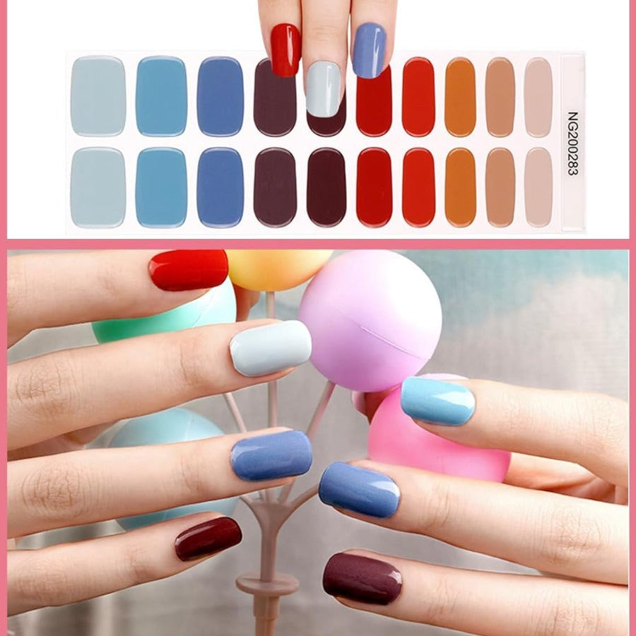 Kit Adesivi per Unghie in Gel Semipolimerizzato - con Accessori per manicure