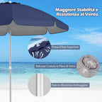 Ombrellone da Spiaggia COSTWAY: Alluminio Inclinabile e Protezione UV