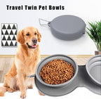 Ciotola Doppia Pieghevole per Cani e Gatti – Portatile da Viaggio per Cibo e Acqua