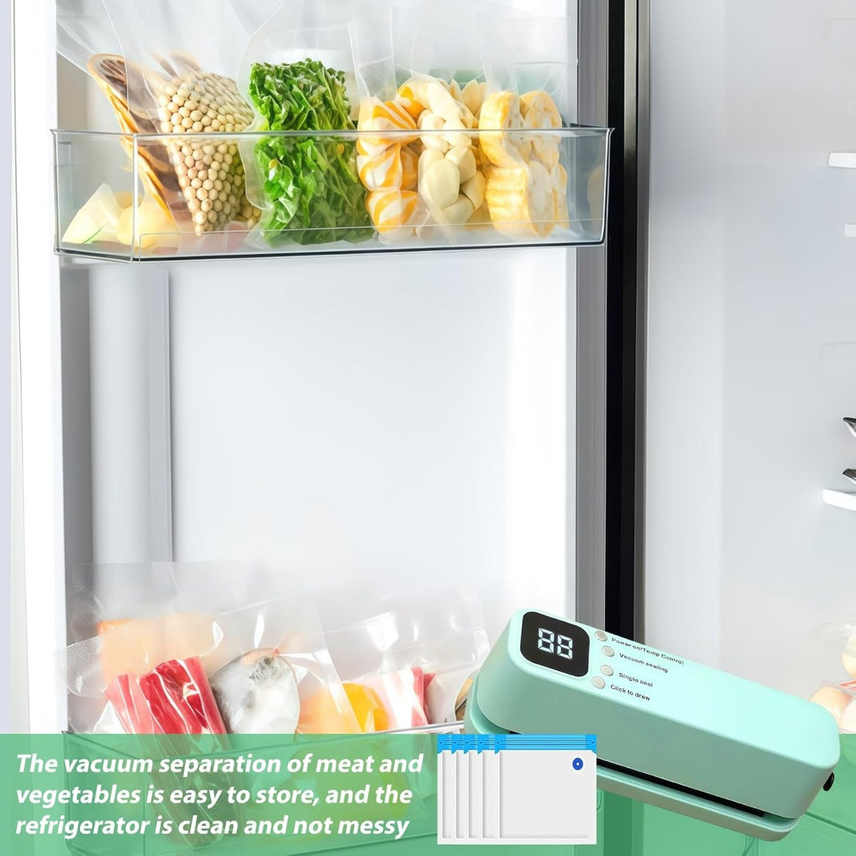 Macchina Sottovuoto Portatile Compatta – Sigillatrice per Alimenti con 10 Sacchetti, Ricarica USB