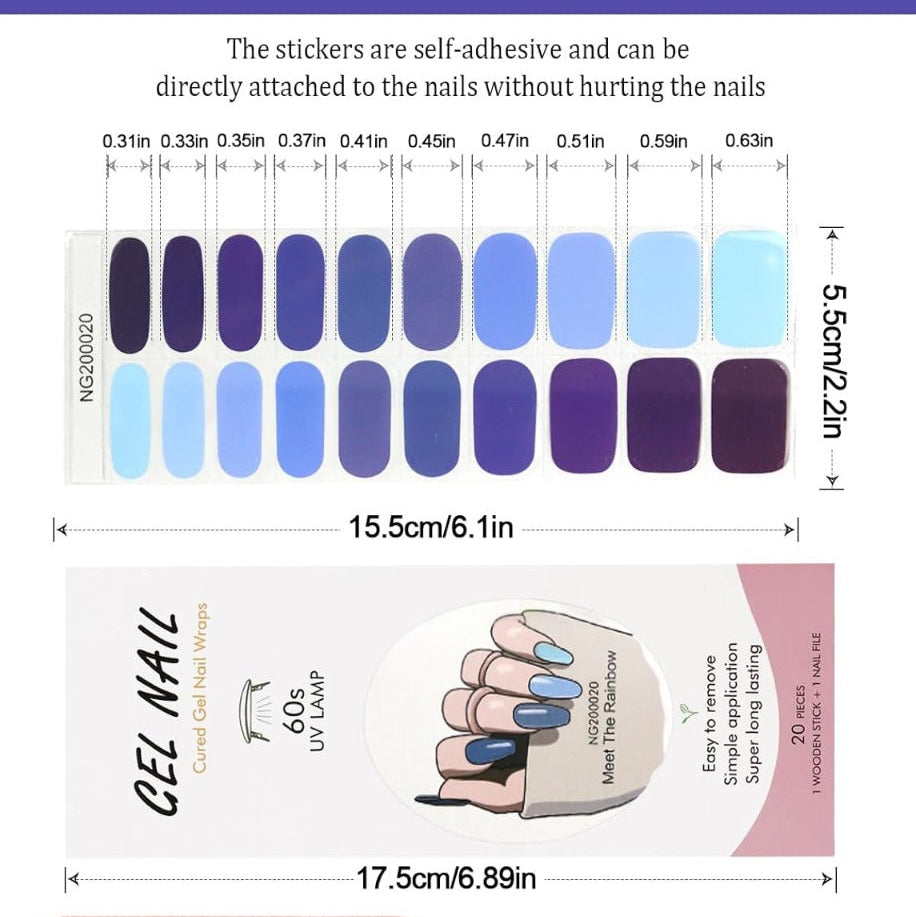 Kit Adesivi per Unghie in Gel Semipolimerizzato - con Accessori per Manicure