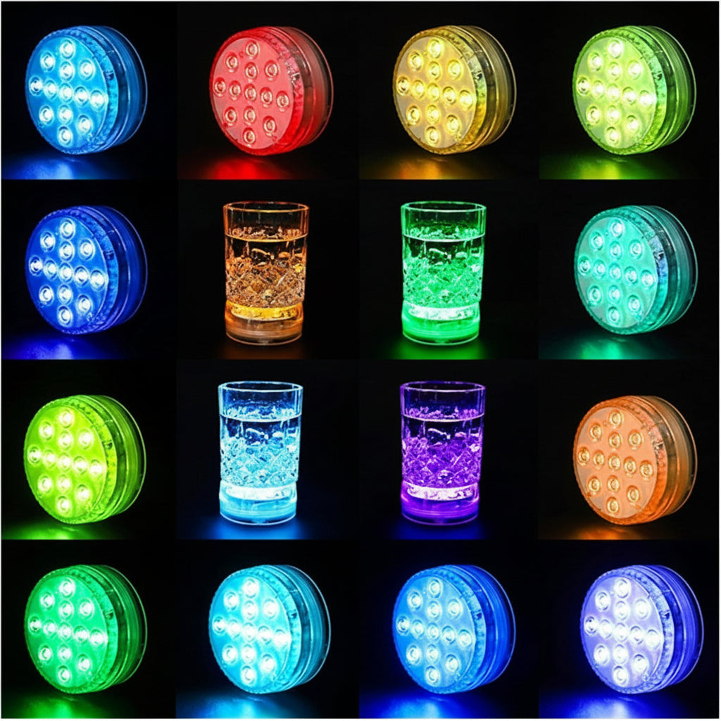 Luce da piscina LED RGB con controllo remoto RF - 13 LED sommersi con 16 colori IP68 impermeabile