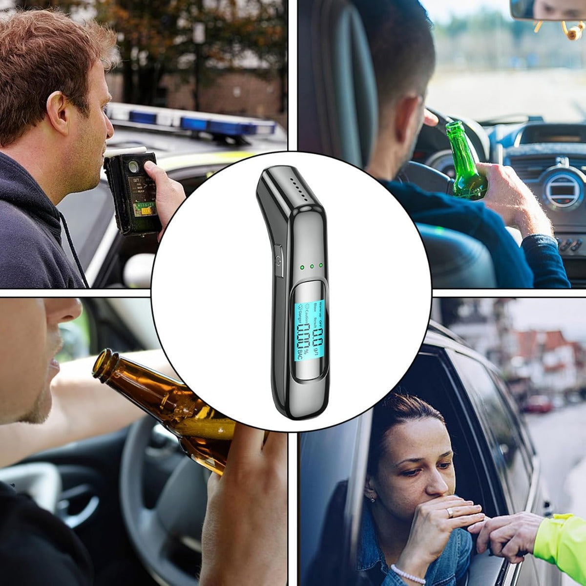 Rilevatore di Alcol Portatile con Ugello Igienico – Tester di Alcol con Sensore ad Alta Precisione