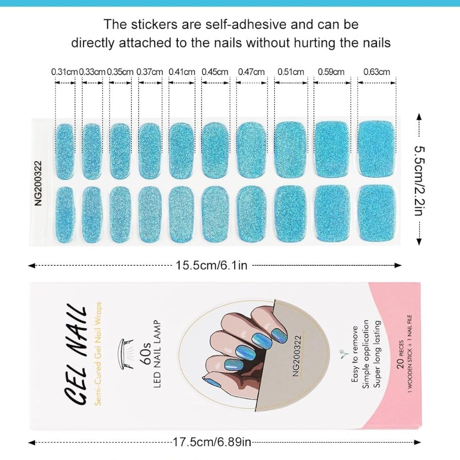 Kit Adesivi per Unghie in Gel Semipolimerizzato -  con Accessori per Manicure