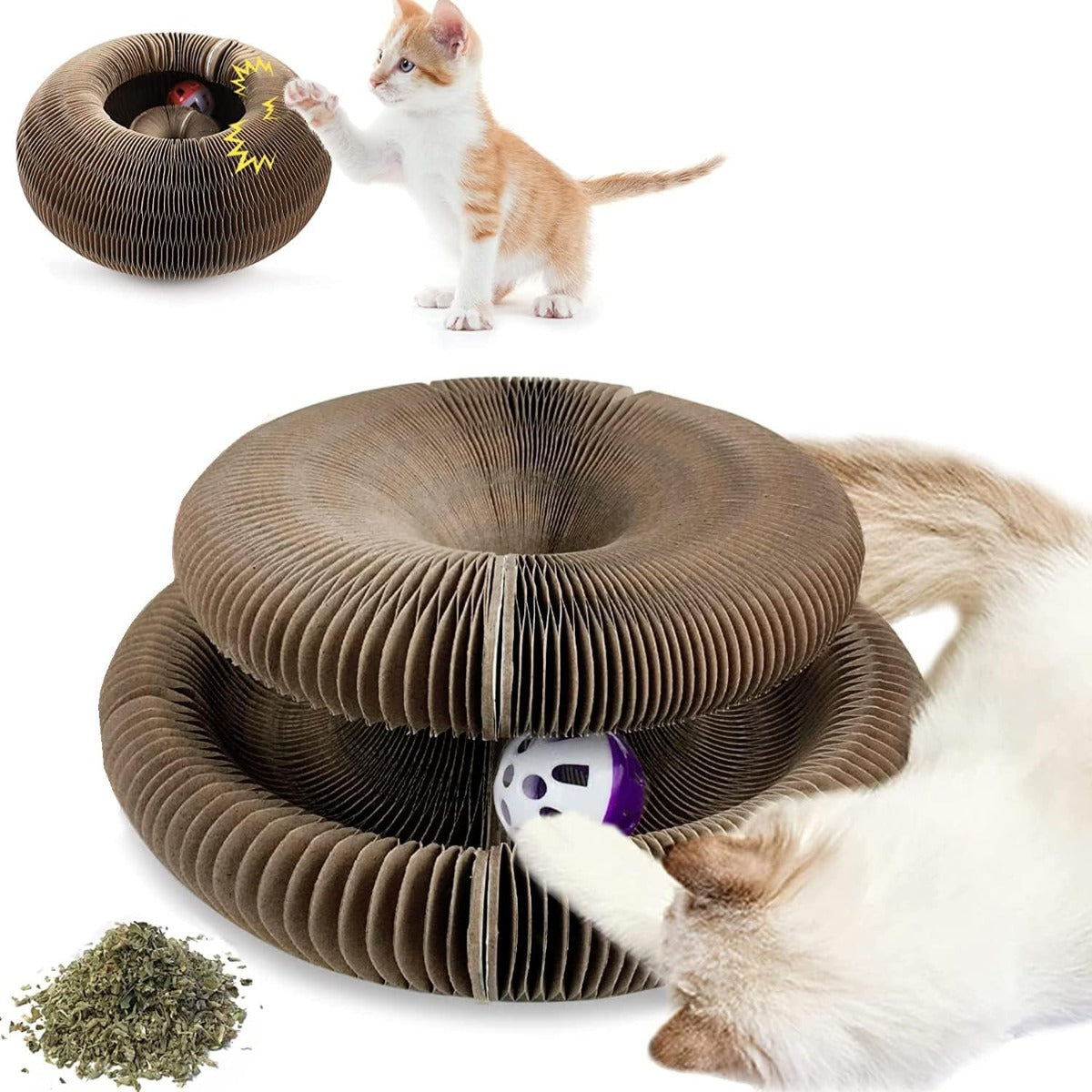 Tiragraffi Interattivo per Gatti -  Pieghevole, Multifunzione con Palla