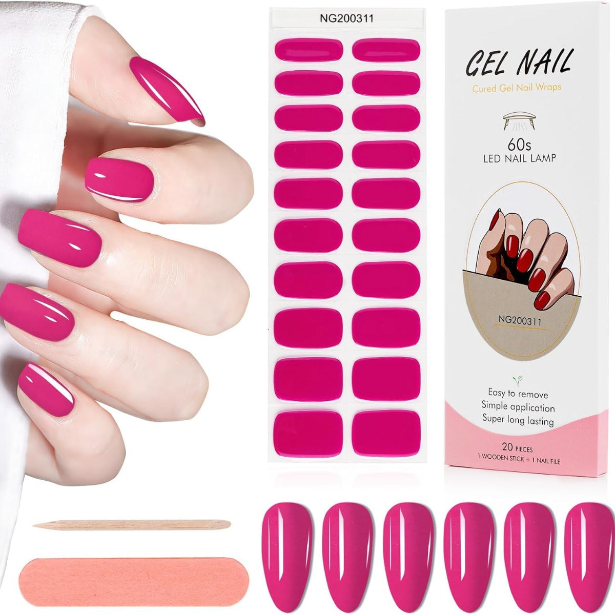 Kit Adesivi per Unghie in Gel Semipolimerizzato - con Accessori per Manicure