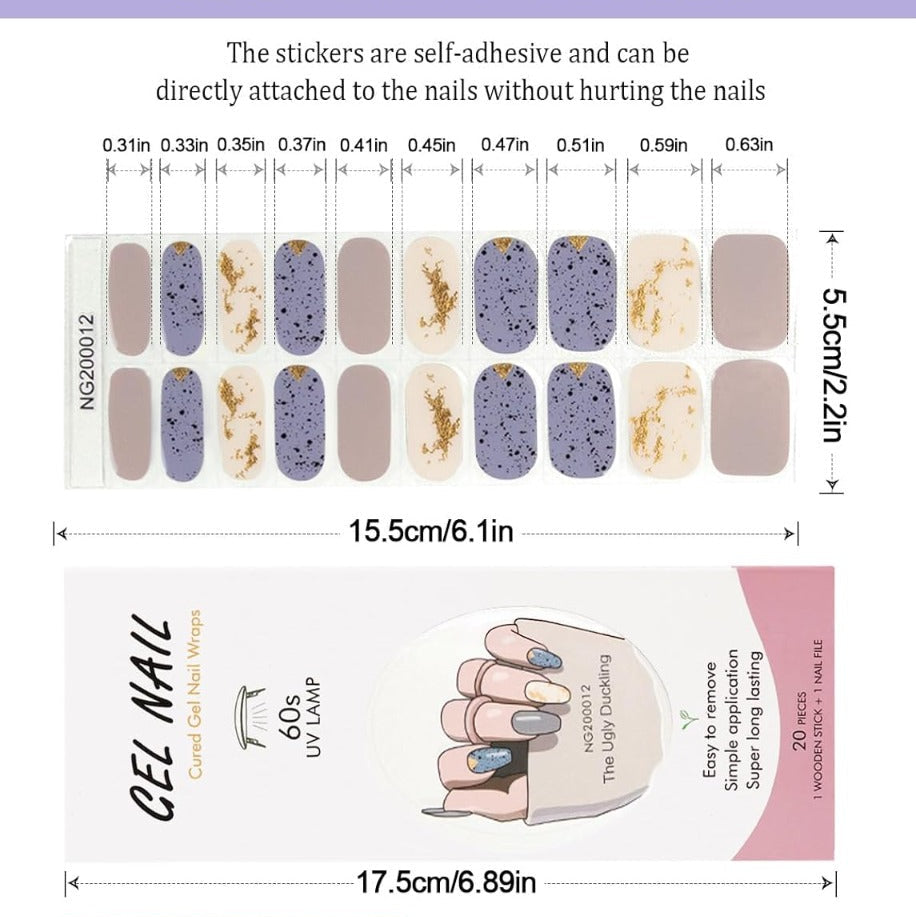 20 Strisce di Adesivi per Smalto in Gel Semipolimerizzato - Autoadesivi per Nail Art