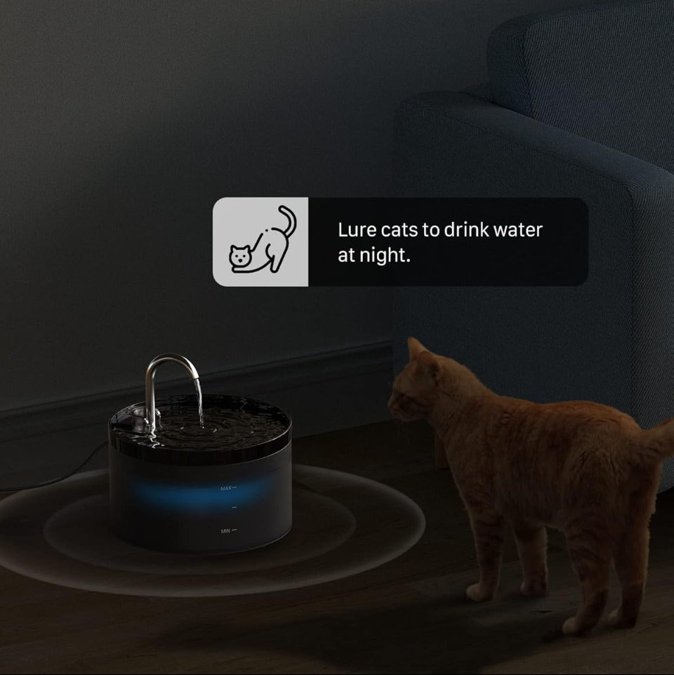 Fontanella per Gatti e Cani 2L, Silenziosa con Sistema di Filtraggio Triplo e Luce LED, Adatta a Più Animali Domestici