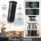 Macchina da Caffè Portatile 3-in-1 Ricaricabile con Display Digitale, Serbatoio 80 ml, Compatibile con Capsule e Caffè Macinato, Infusione Calda e Fredda, 2500 mAh – Espresso da Viaggio