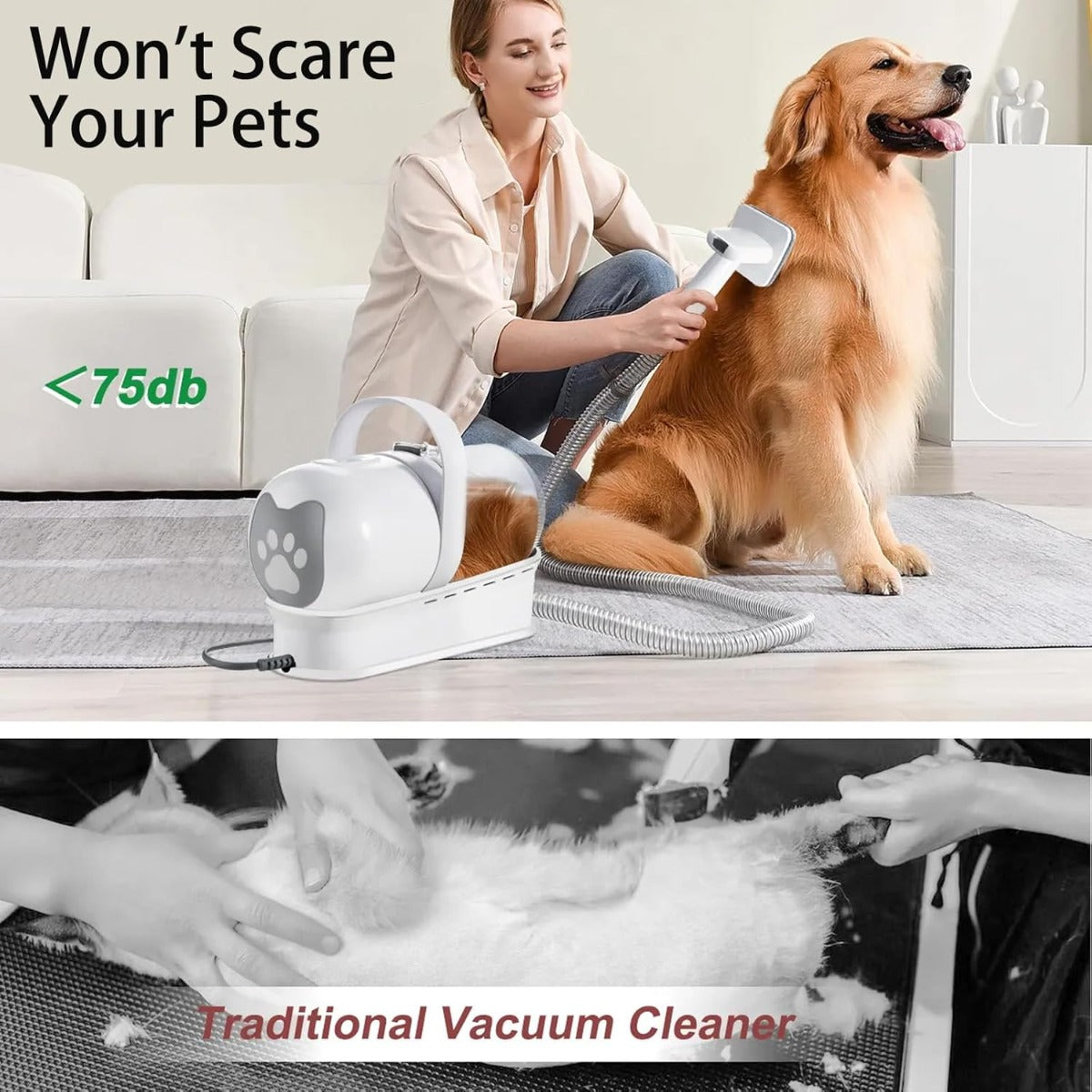 Uproot Cleaner Pro 7-in-1 – Kit Aspirapolvere e Toelettatura per Cani e Gatti, Rimozione Peli 99%, Tagliacapelli Professionale, Alta Suzione, Pulizia Casa e Mobili