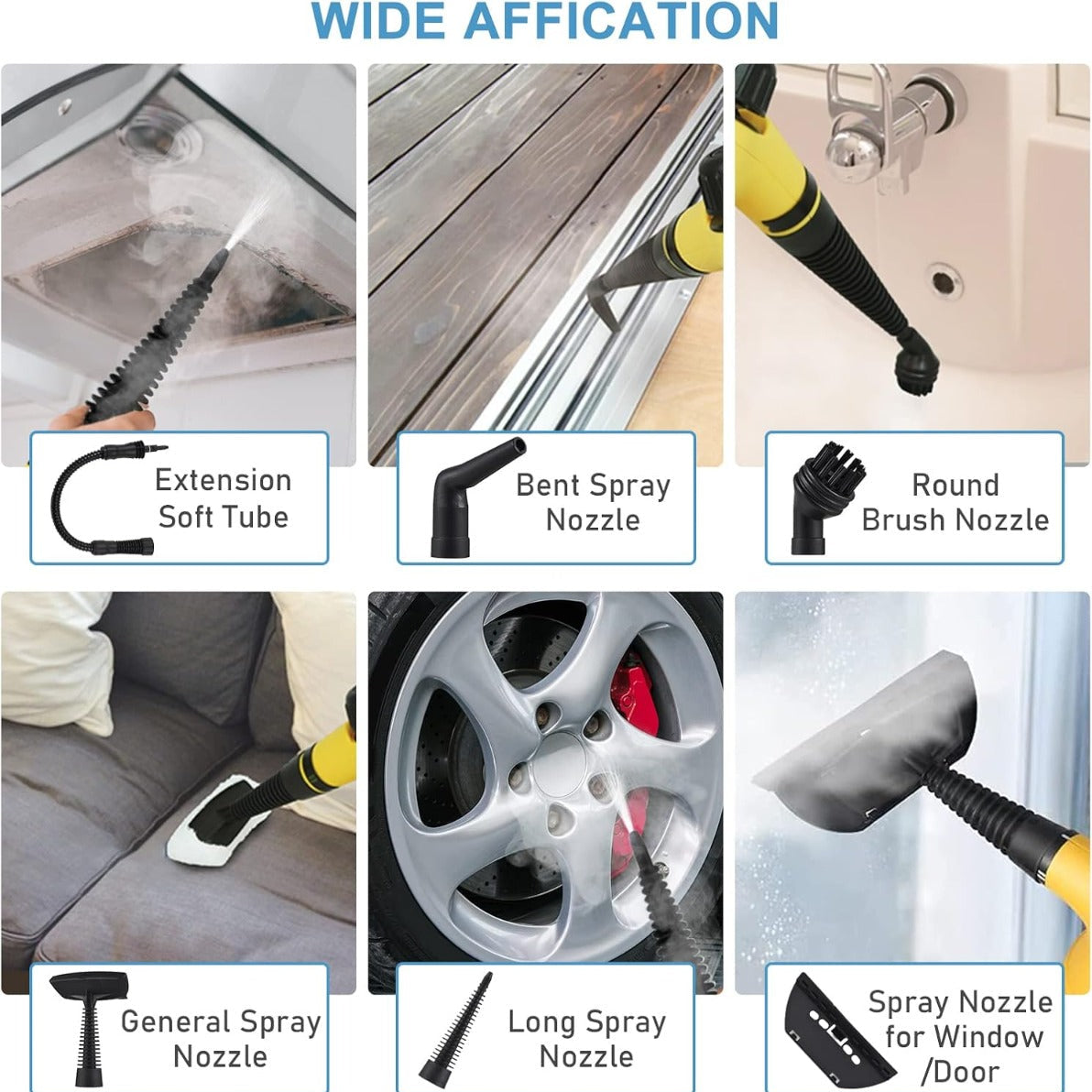 Pulitore a Vapore Portatile – con 9 Accessori Inclusi per cucina, divano, bagno, auto e finestre