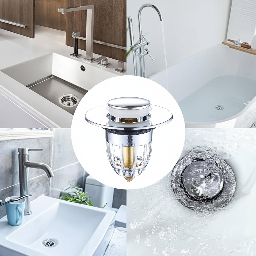 Tappo Lavandino Bagno e Cucina con Filtro Anti Intasamento