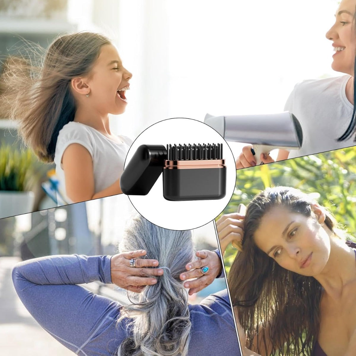 Spazzola per Lisciare i Capelli Senza Fili con Tecnologia Ionica, Pettine Riscaldato con 3 Temperature