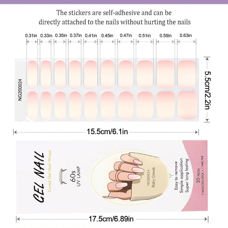 Kit Adesivi per Unghie in Gel Semipolimerizzato - con Accessori per Manicure