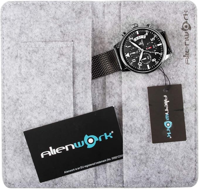Orologio Analogico Alienwork Uomo | Cronografo al Quarzo Nero