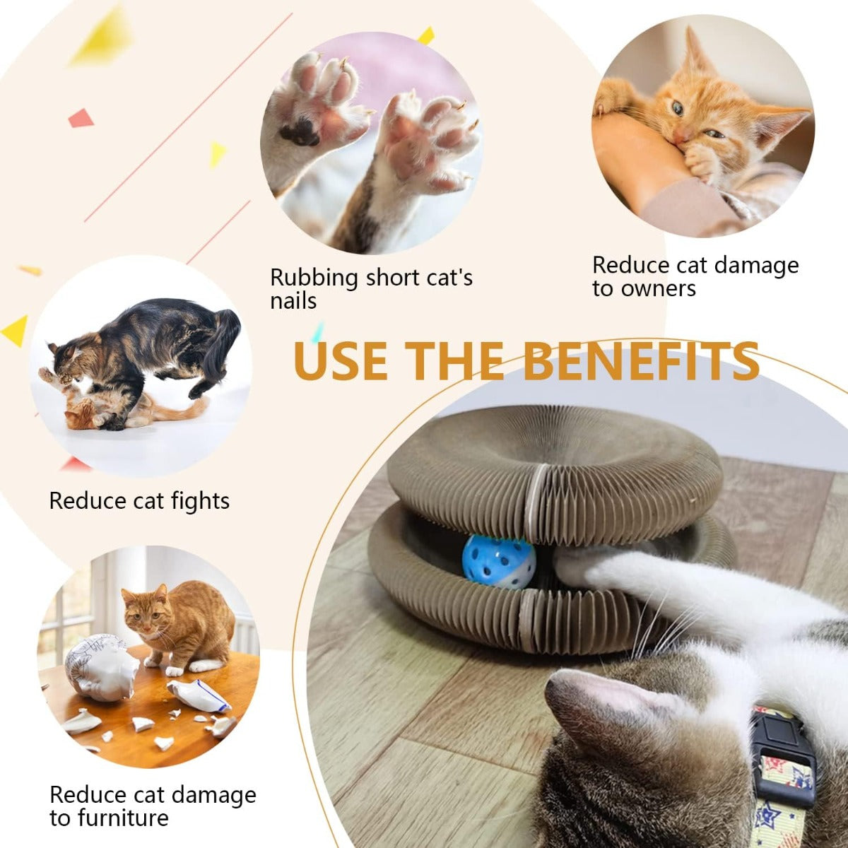 Tiragraffi Interattivo per Gatti -  Pieghevole, Multifunzione con Palla