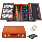 Set da Disegno Portatile Bambini JasCherry – 172 Pezzi, Matite Acquerellabili, Pennarelli e Pastelli in Valigetta di Legno