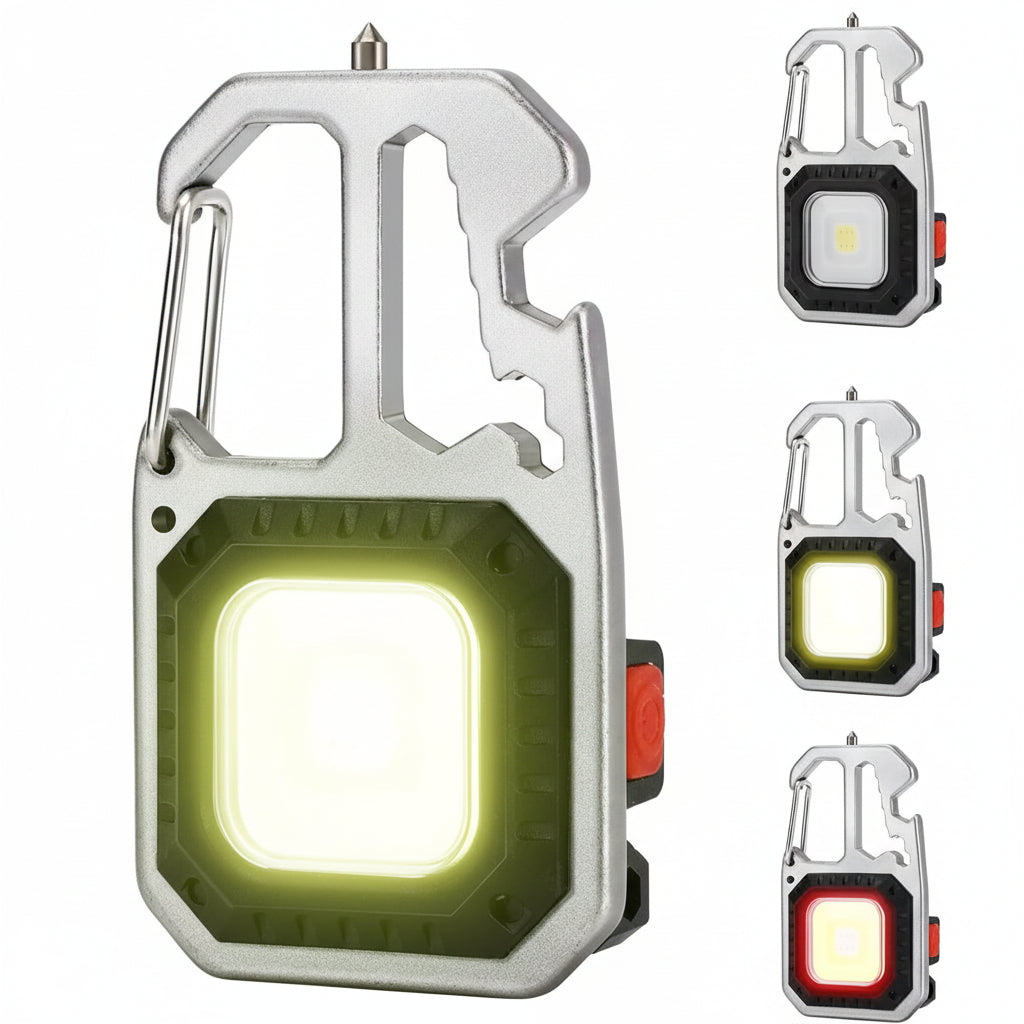 Mini Torcia Portachiavi Ricaricabile LED con Base Magnetica, 6 Modalità di Luce