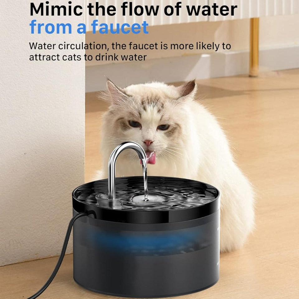 Fontanella per Gatti e Cani 2L, Silenziosa con Sistema di Filtraggio Triplo e Luce LED, Adatta a Più Animali Domestici