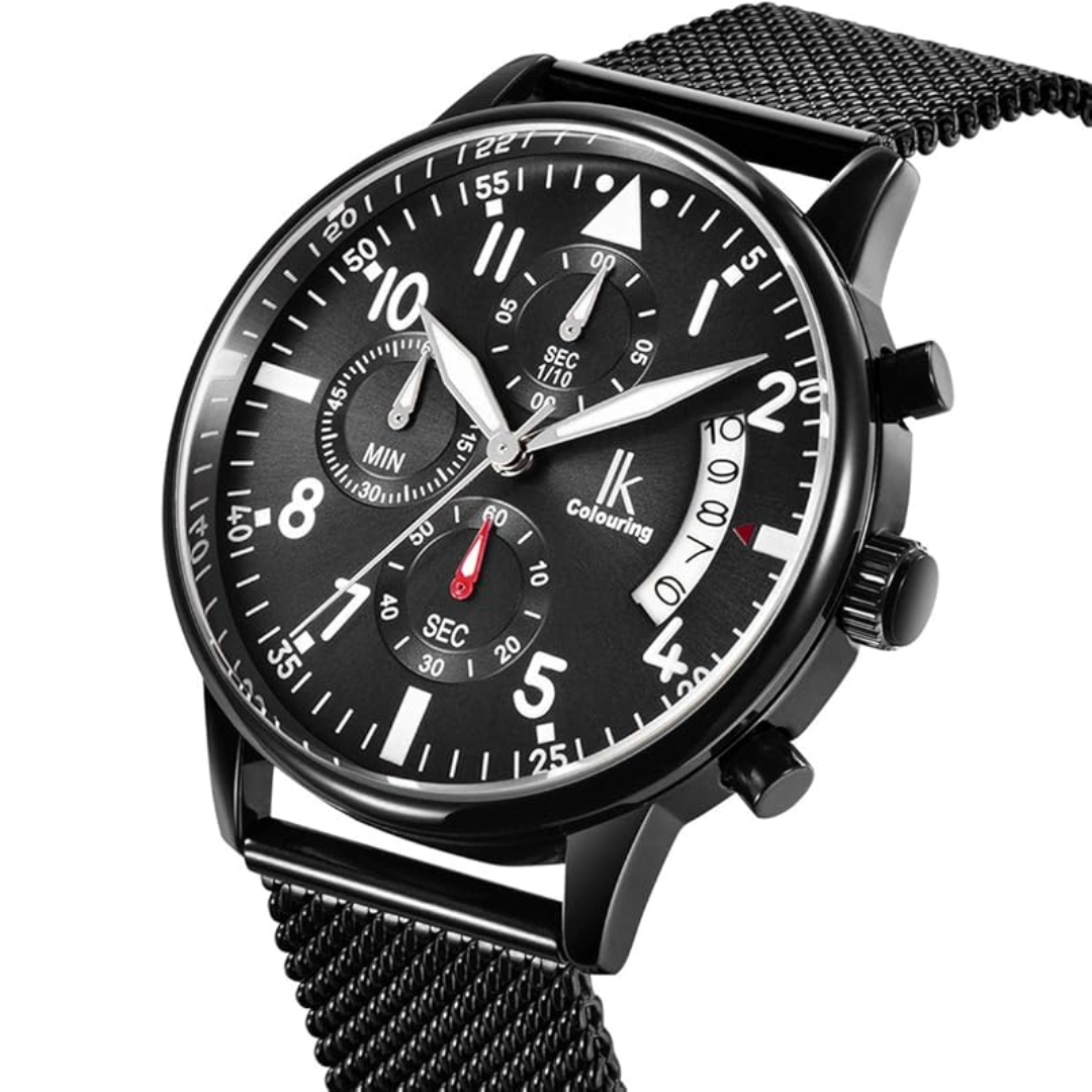 Orologio Analogico Alienwork Uomo | Cronografo al Quarzo Nero