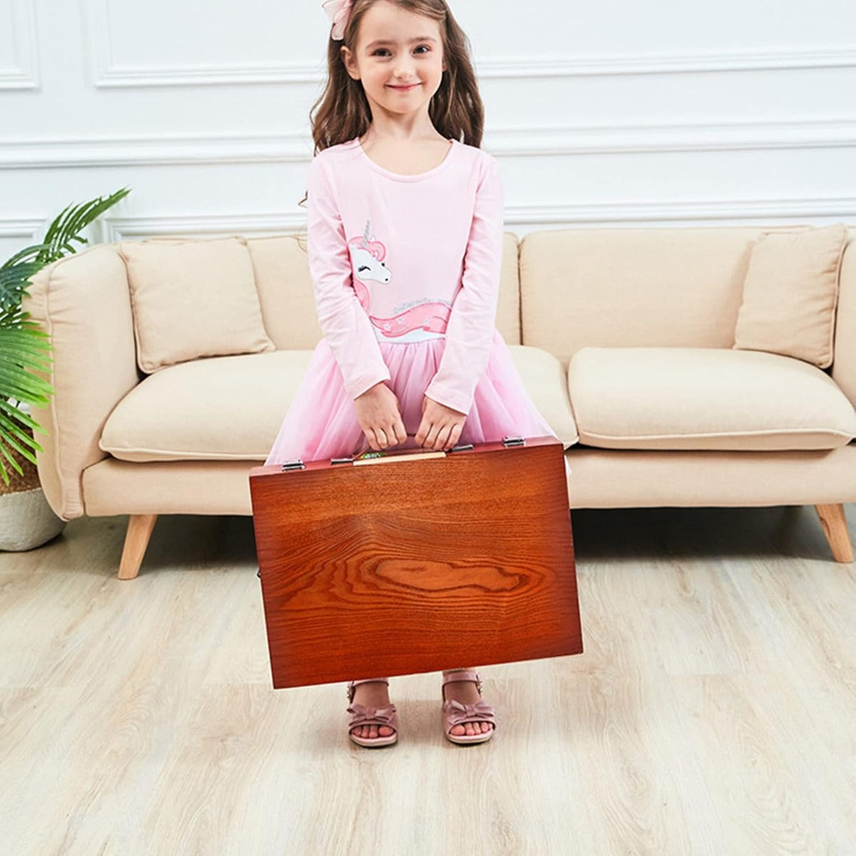 Set da Disegno Portatile Bambini JasCherry – 172 Pezzi, Matite Acquerellabili, Pennarelli e Pastelli in Valigetta di Legno