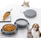 Ciotola Doppia Pieghevole per Cani e Gatti – Portatile da Viaggio per Cibo e Acqua