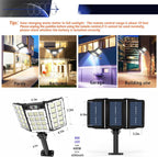 Luci Solari da Esterno con Sensore di Movimento 800 LED 5000LM 6000mAh con Telecomando, 3 Modalità, 3 Livelli di Luminosità, IP65 Impermeabili