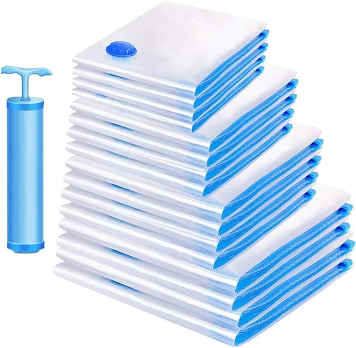 Set 20 Sacchetti Sottovuoto da Viaggio con Pompa – Salvaspazio per Abiti e Biancheria