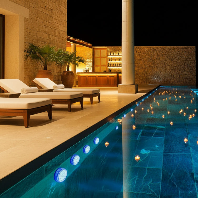 Luce da piscina LED RGB con controllo remoto RF - 13 LED sommersi con 16 colori IP68 impermeabile